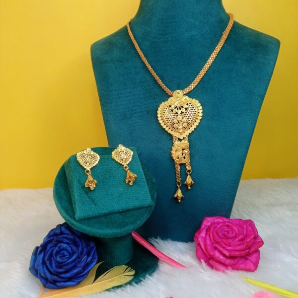 1 Gm Gold Plated Chain Pendent With Earrings Women - Image 2