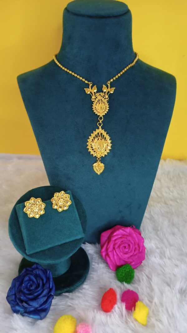 1 Gm Gold Plated Chain Pendent With Earrings Women - Image 2